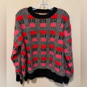 Zara Black, Red, and Pink Patterned Sweater
